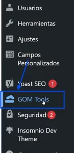 Aplicación GOM Tools en WordPress