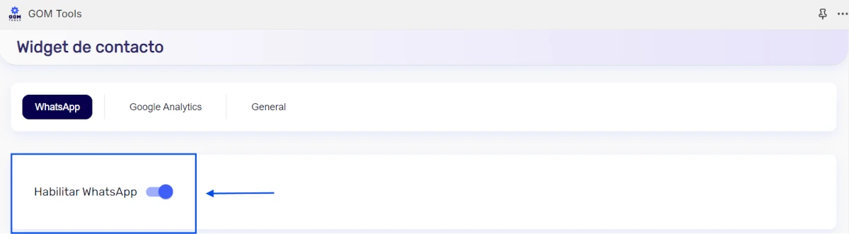 Habilitar Widget de WhatsApp