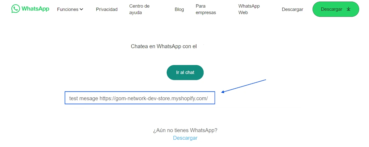 Url en WhatsApp de donde se genero el link