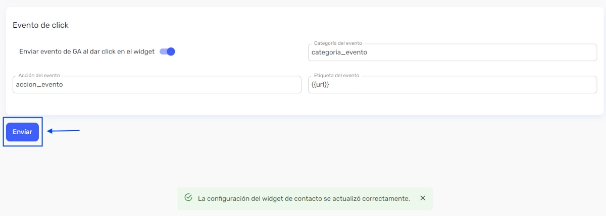 Widget de contacto google analytics 1