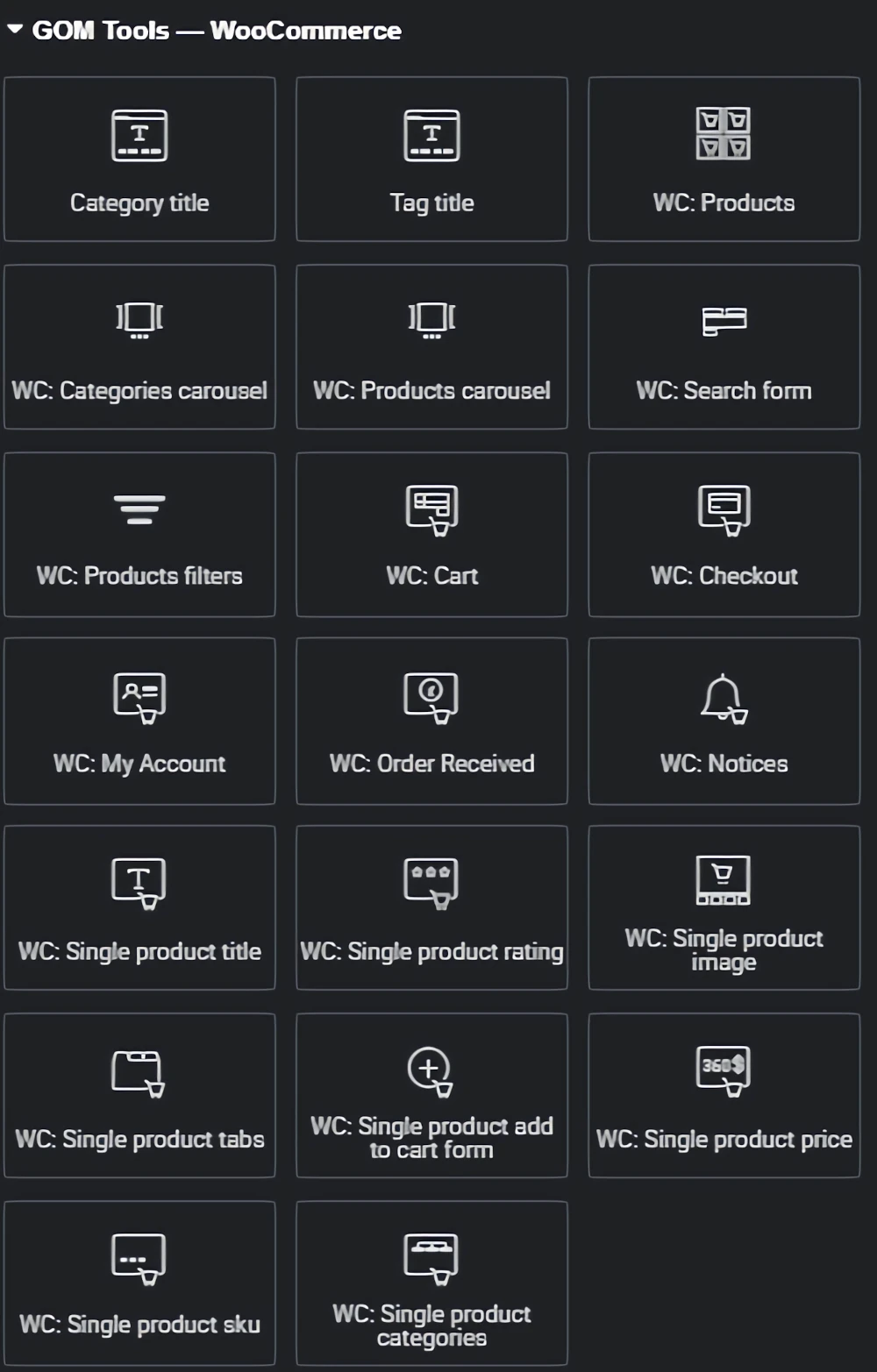 Widgets gom woocommerce
